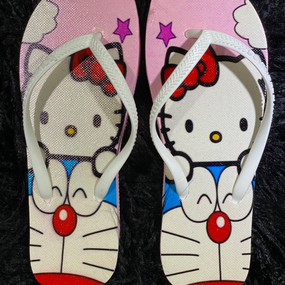 Hello Kitty & Doremon Flip Flops- size 37
